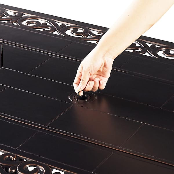 48 in. Rectangular Propane Fire Table with Fire Beads, Lid and Covers in Copper