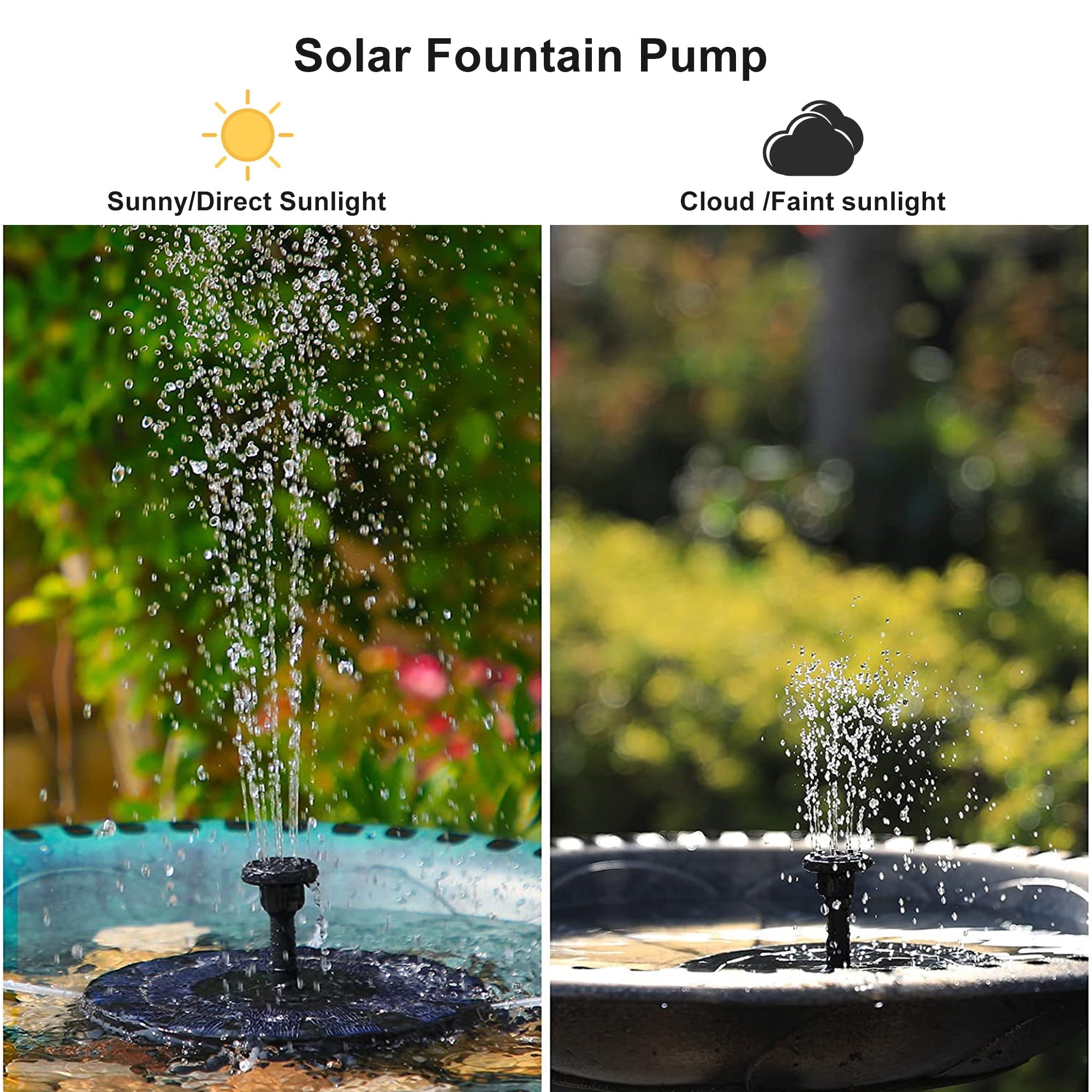 SUGARDAY Garden Solar Fountain Pump for the Bird Bath with Outdoor Water Fountains