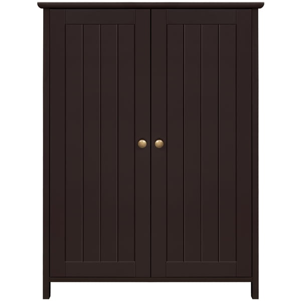 Yaheetech Wooden Floor Cabinet with 2 Durable Doors and 2 Adjustable Shelves, Espresso