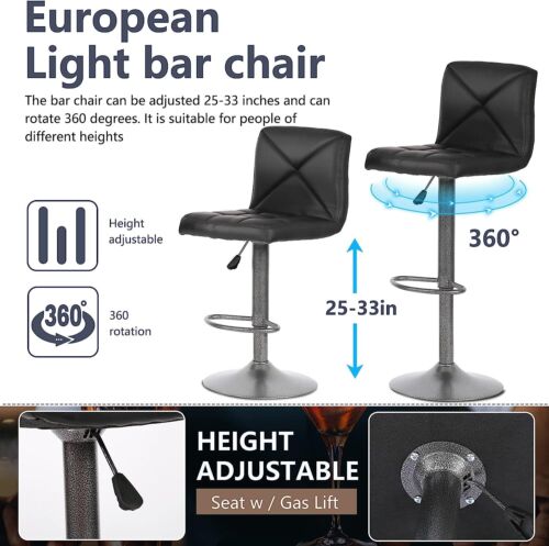 Bar Stools Set of 2 Counter Height Swivel Stool PU Leather Modern Height Stools