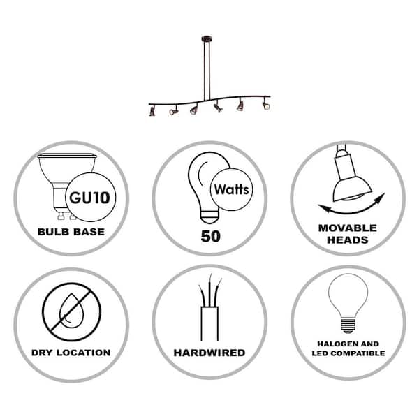 Stingray 4 ft. 6-Light Oil Rubbed Bronze Track Light Fixture with Adjustable Heads