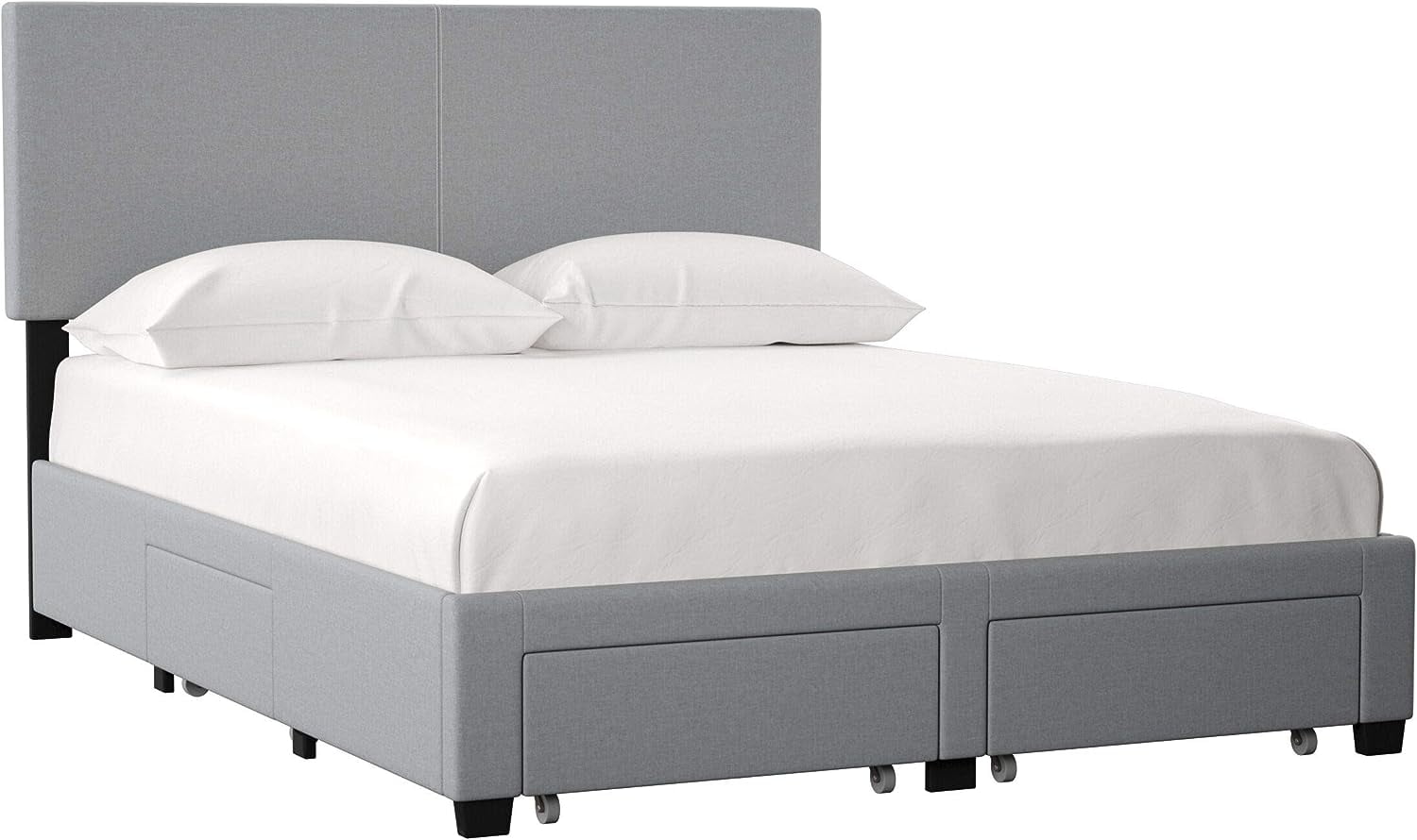 DG Casa Kelly Upholstered Panel Bed Frame with Storage, Queen Size, Gray