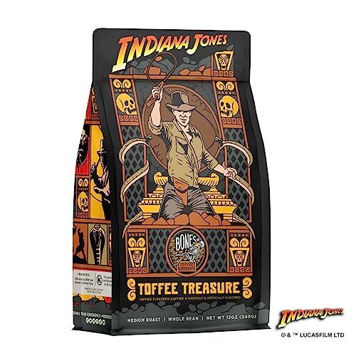 Bones Coffee Company Toffee Treasure Flavored Coffee Beans & Ground Coffee To...