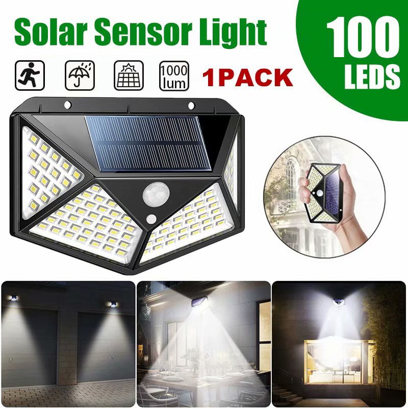 Solar Lights Outdoor 100 Led Super Bright Motion Sensor Light 270° Wide Angle Wireless Waterproof Security IP65 Wall Lights for Front Door, Yard, Garage, Deck, Pathway, Porch - 5.11