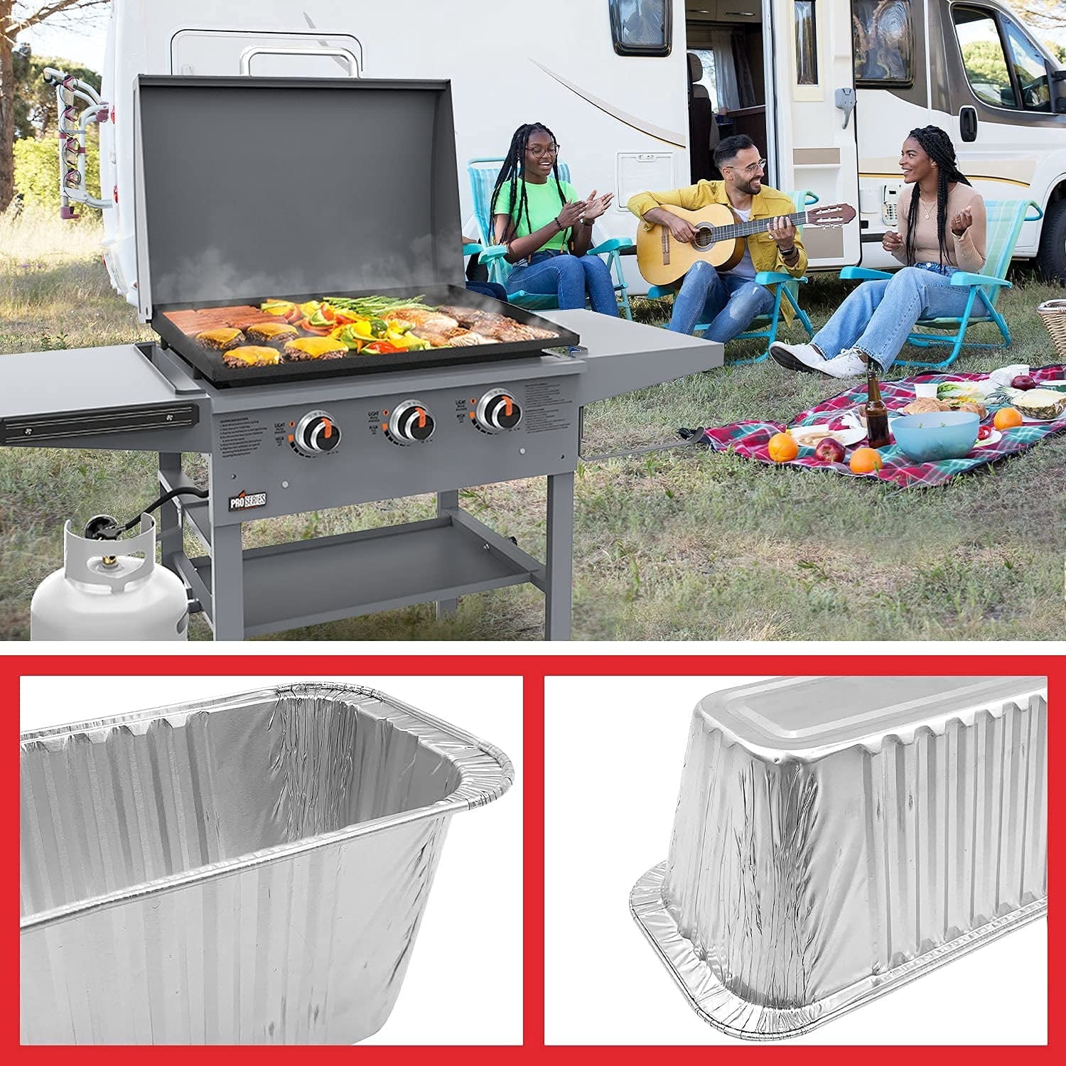 SONGLAM 45-Pack Blackstone Rear Grease Cup Liners - Foil Aluminum Drip Pans Fit for Blackstone 36 Inch l 30 Inch l 28 Inch l 22 Inch l 17 Inch Rear Grease Griddle