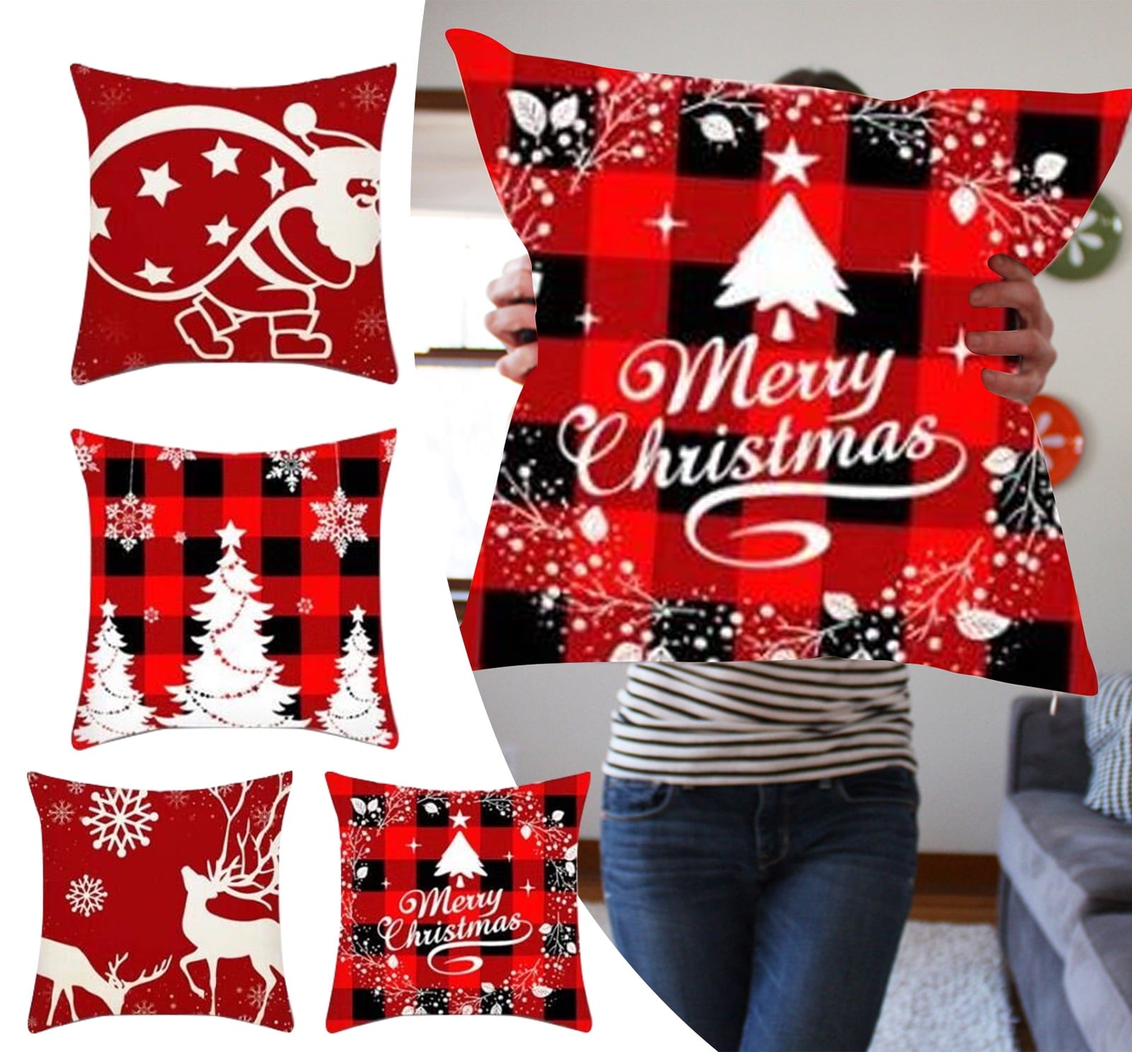 zttd pillows winter xmas holiday farmhouse outdoor snowflake red pillow covers set of 4 decorations indoor throw pillows for home couch sofa bed a