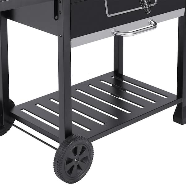 Deluxe 30 in. Charcoal Grill, BBQ Smoker Picnic Camping Patio Backyard Cooking, Black
