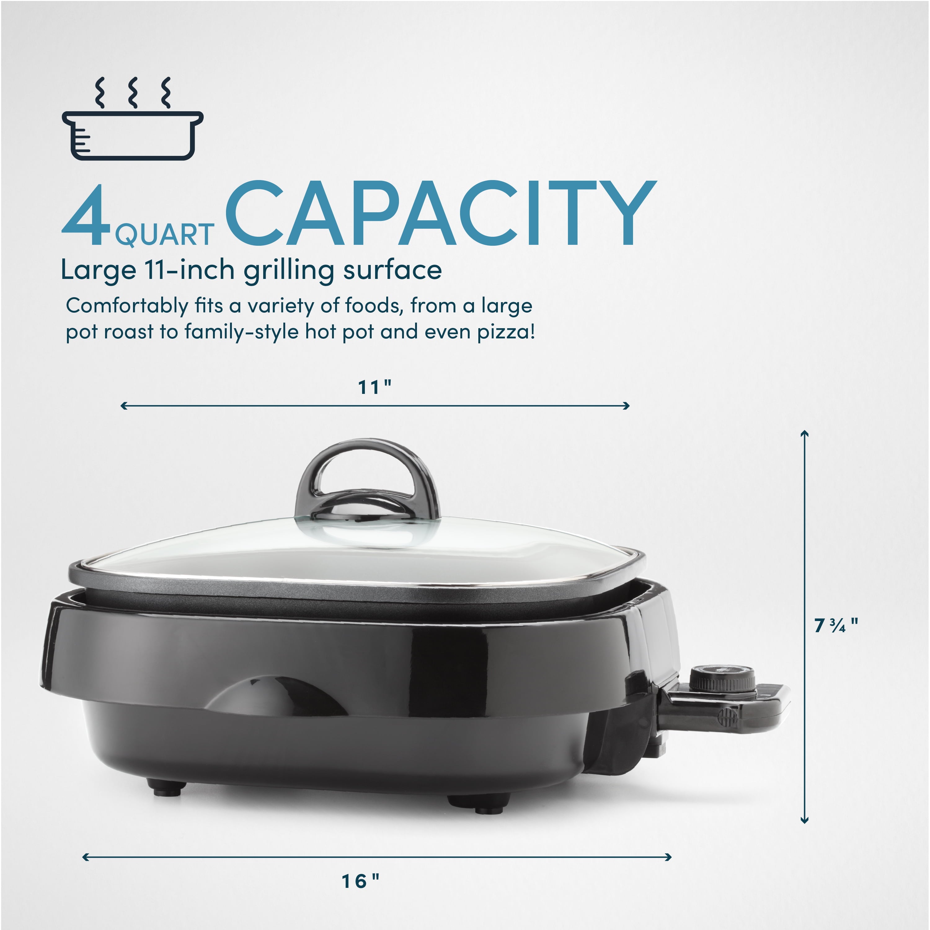 Aroma 4-Qt. 3-in-1 Grillet, Black