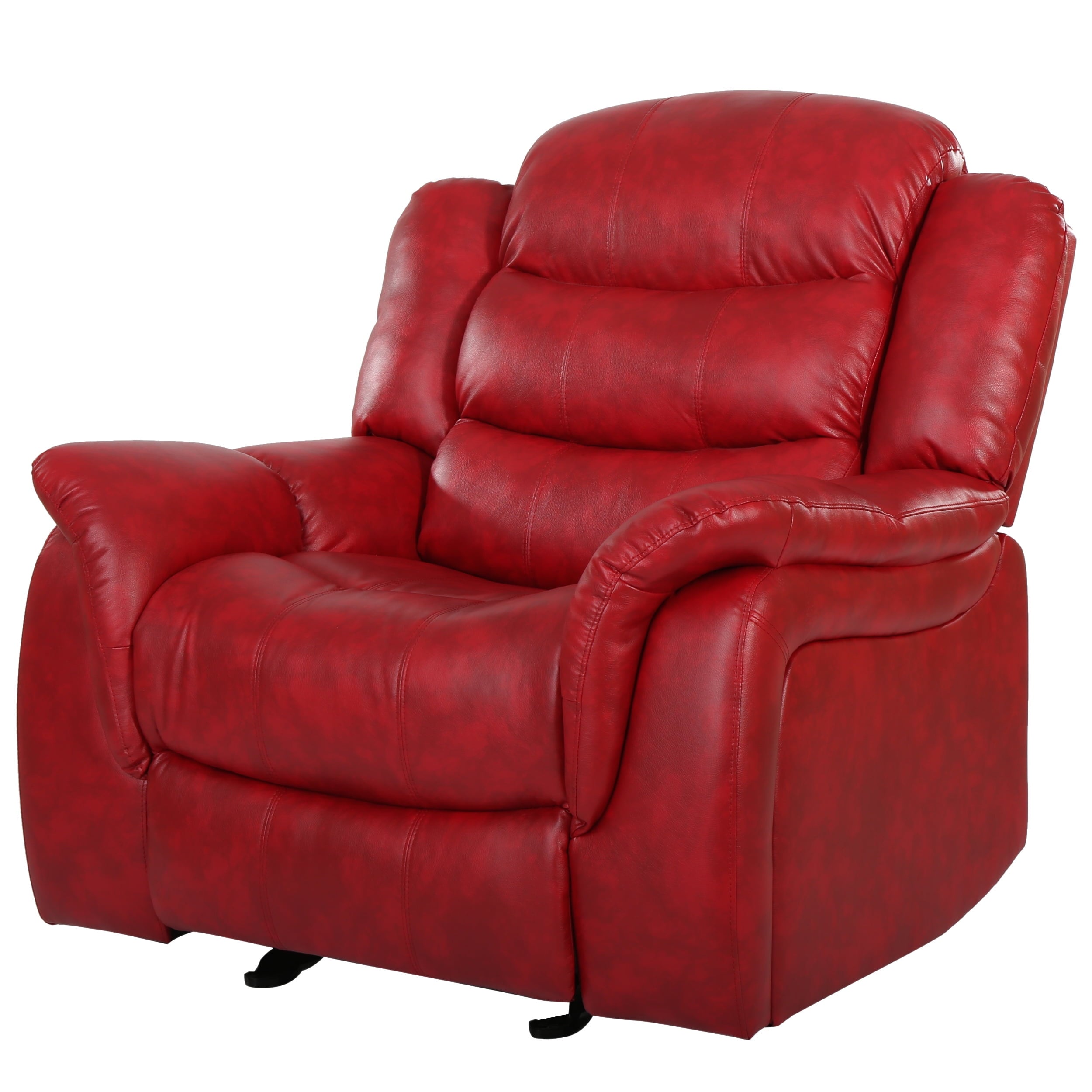 Noble House Haden Faux Leather Glider Recliner, Red
