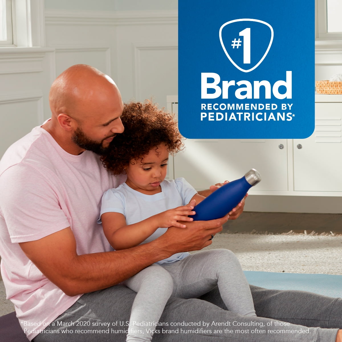 Vicks 0.6 Gallon Natural Care Cool Mist Ultrasonic Humidifier, 200 sq ft, White, VUL530