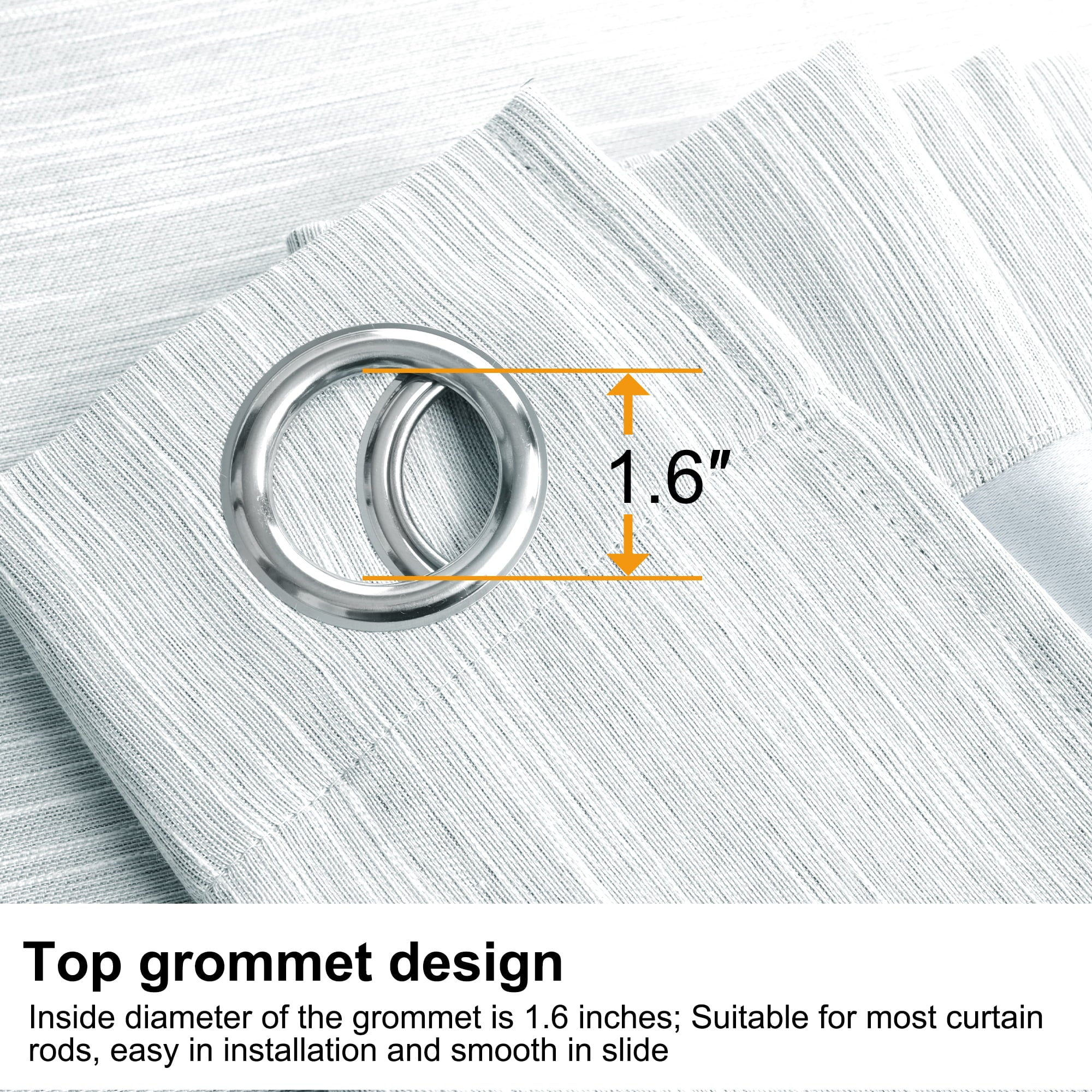 PiccoCasa 2 Panels Kitchen Linen Look Blackout Curtains Light Gray 52