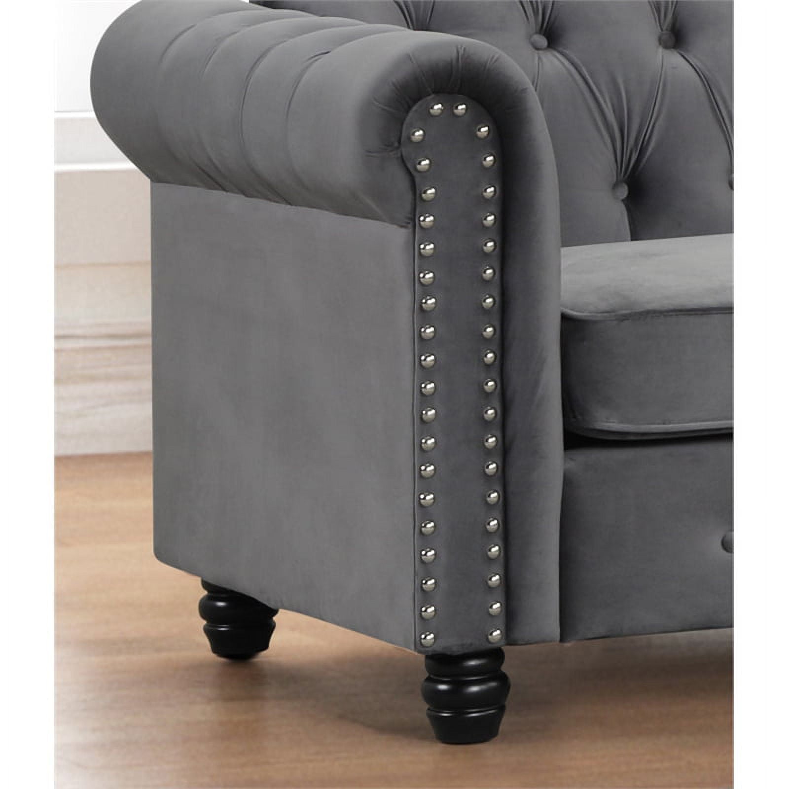 RN Furnishings modern sofa Loveseat velvet fabric Living room furniture Set-Gray