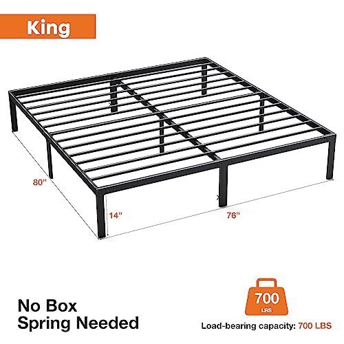 King Bed Frame - Heavy Duty Metal Platform Bed Frames King Size with Storage ...