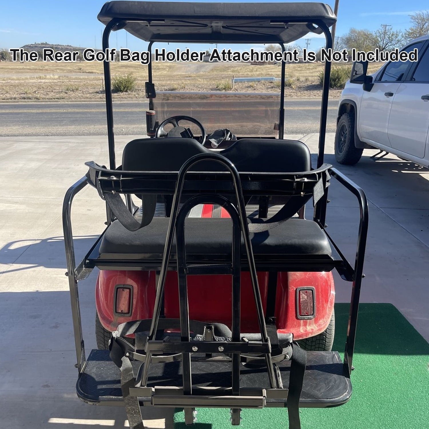 Kojem Black Flip Folding Rear Back Seat Kit & Safety Grab Bar Compatible with 1995-Up EZGO TXT Golf Cart