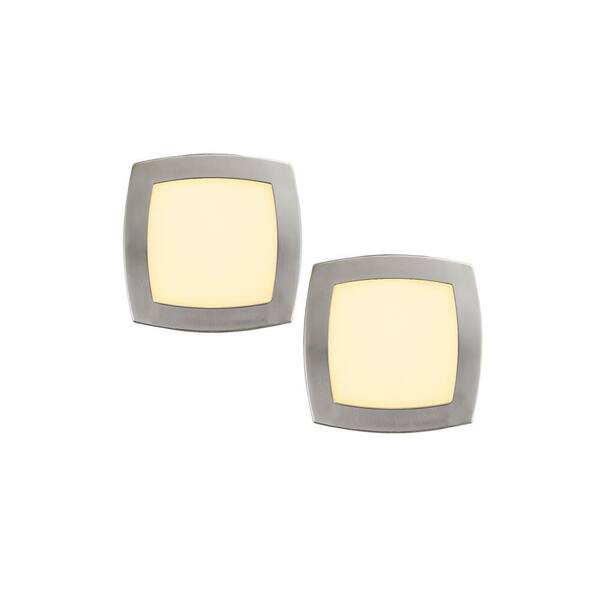 Square 12 in. Brushed Nickel Selectable LED Flush Mount (2-Pack)