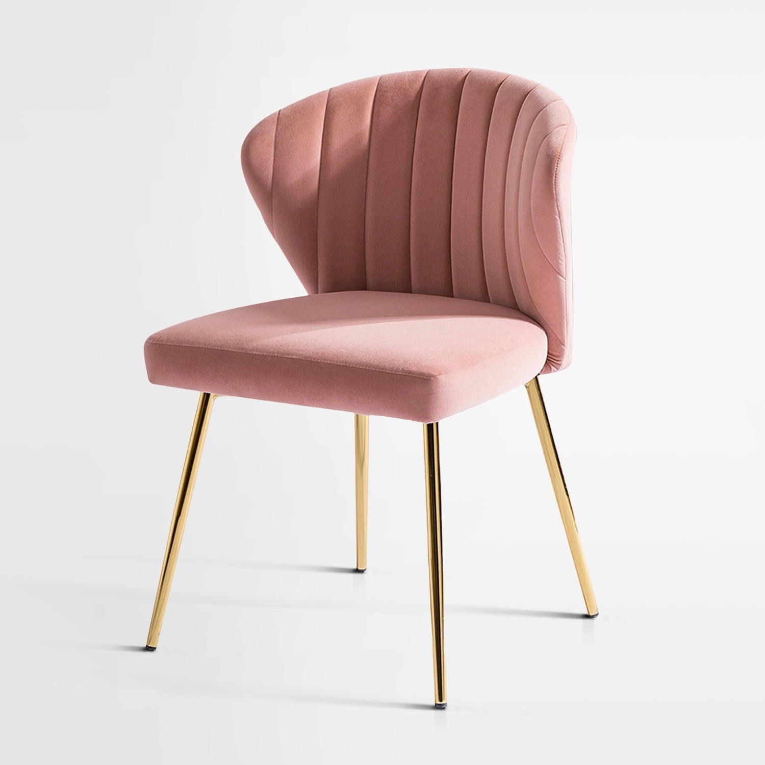 14 Karat Home Modern Wingback Accent Chair Dining Chairs with Gold Metal Legs Pink