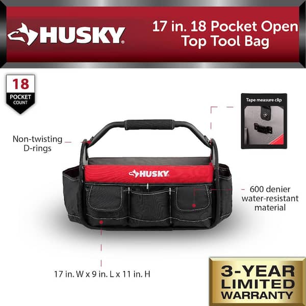 17 in. 18 Pocket Open Top Tool Bag