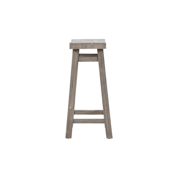 Sonoma 24 in. Product Height Wood Saddle Bar Stools, Set of 2 - Storm Gray Wire-Brush