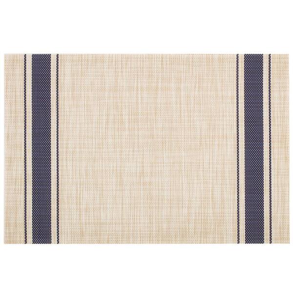 EveryTable 18 in. x 12 in. Navy Ticking Stripe PVC Placemat (Set of 6)