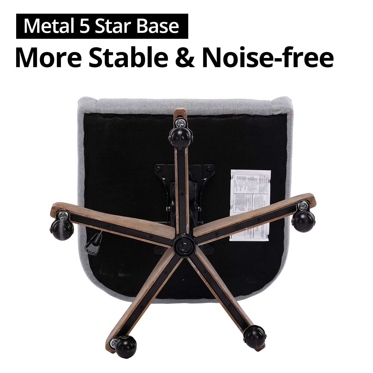 Swivel Shell Office Chair, Modern Fabric Upholstered Tufted Accent Computer Desk Chair with Ergonomic Wide Backrest and Wooden Legs, Height Adjustable Swivel Vanity Chair for Office, Grey