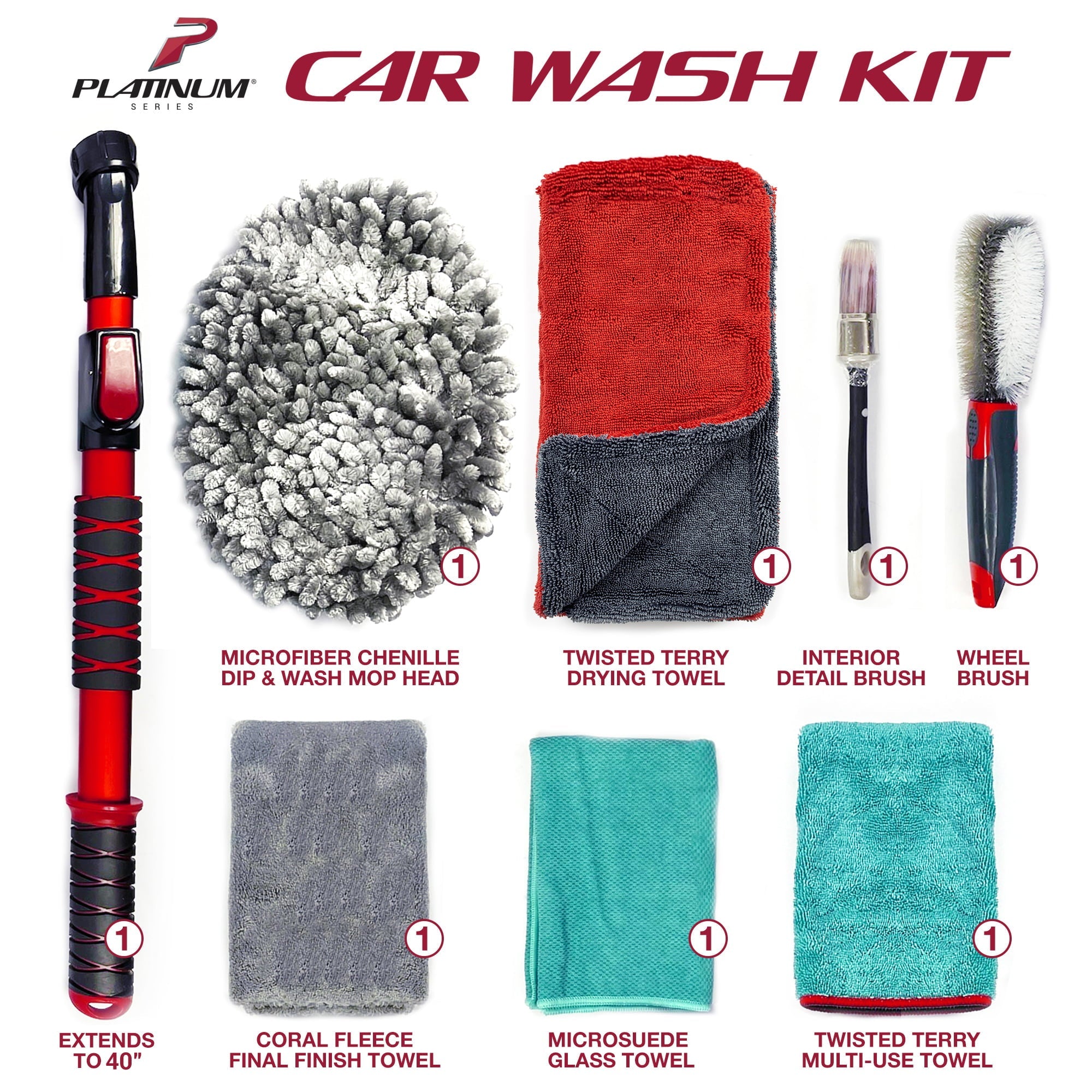 Platinum Series Complete Car Wash Kit, 7 Piece