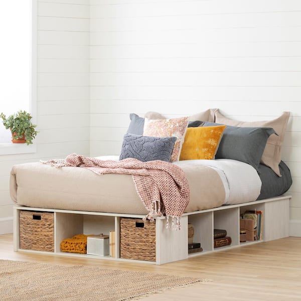 Avilla Winter Oak and Rattan Full Platform Bed