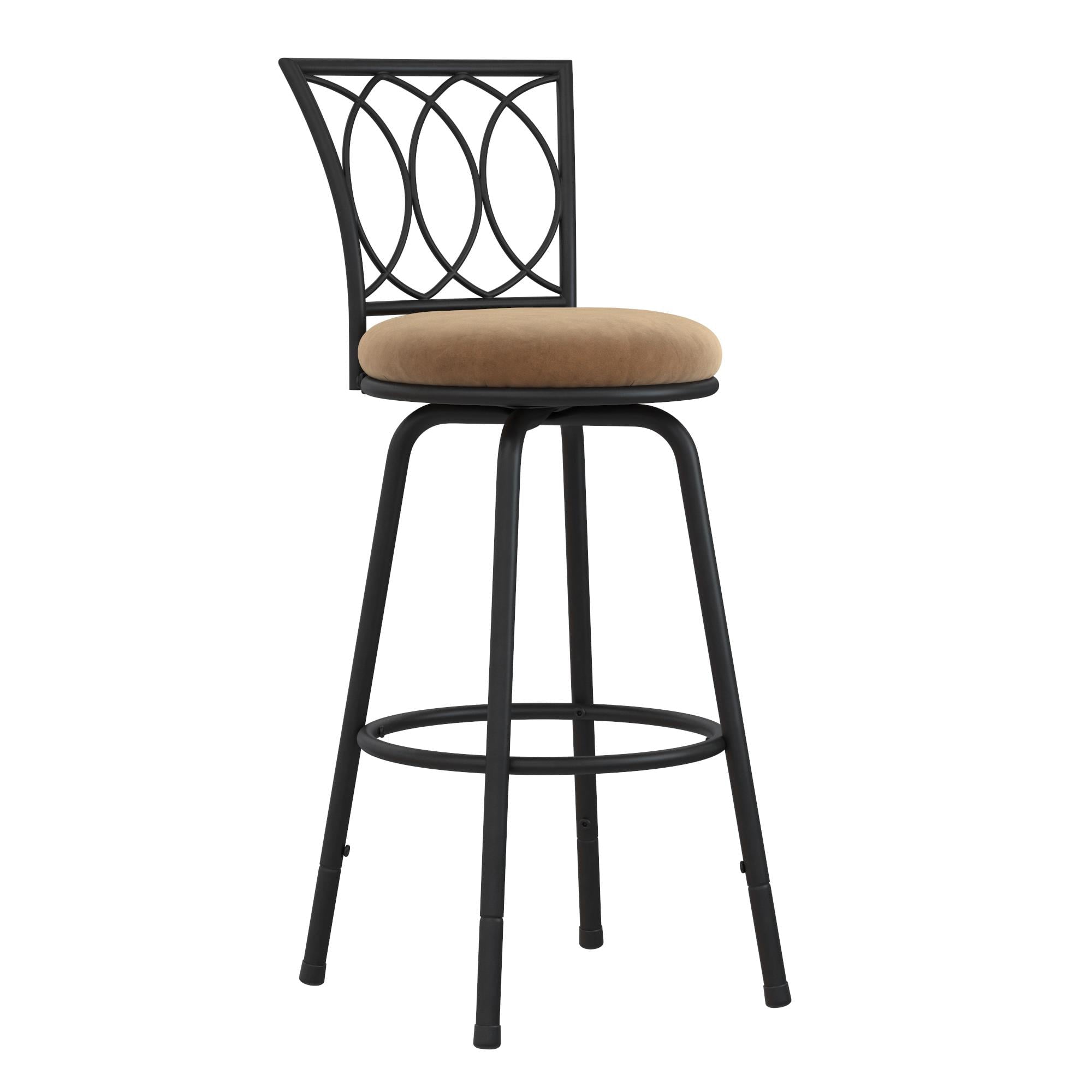 DHP Arcadio Adjustable Swivel Barstool, Tan Microfiber, Set of 3