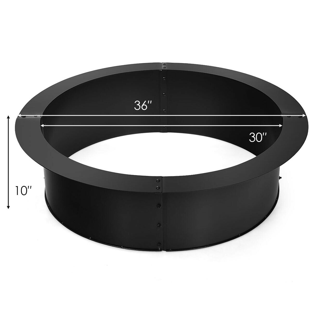Gymax 36 Inch Round Steel Fire Pit Ring Liner DIY Wood Burning Insert
