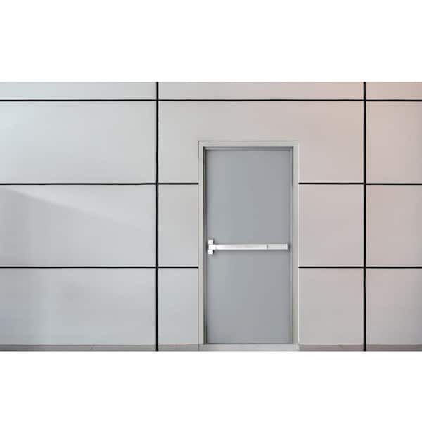 36 in. x 80 in. Fire-Rated Gray Right-Hand Flush Steel Prehung Commercial Door and Frame with Panic Bar and Hardware