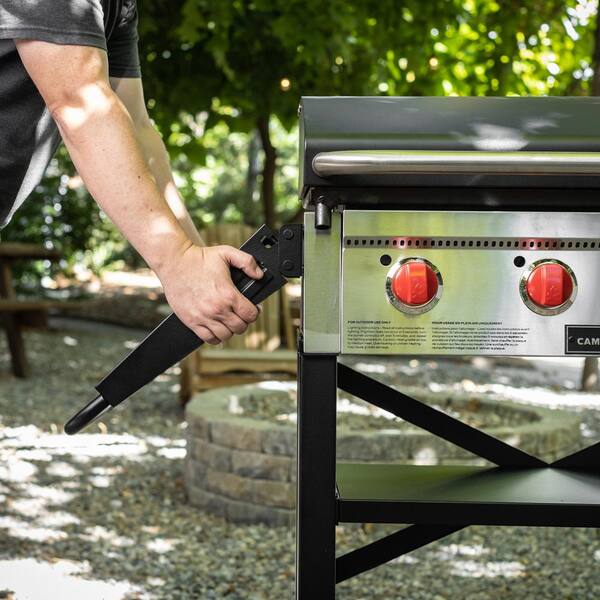 4-Burner Propane Flat Top Grill in Black with Lid