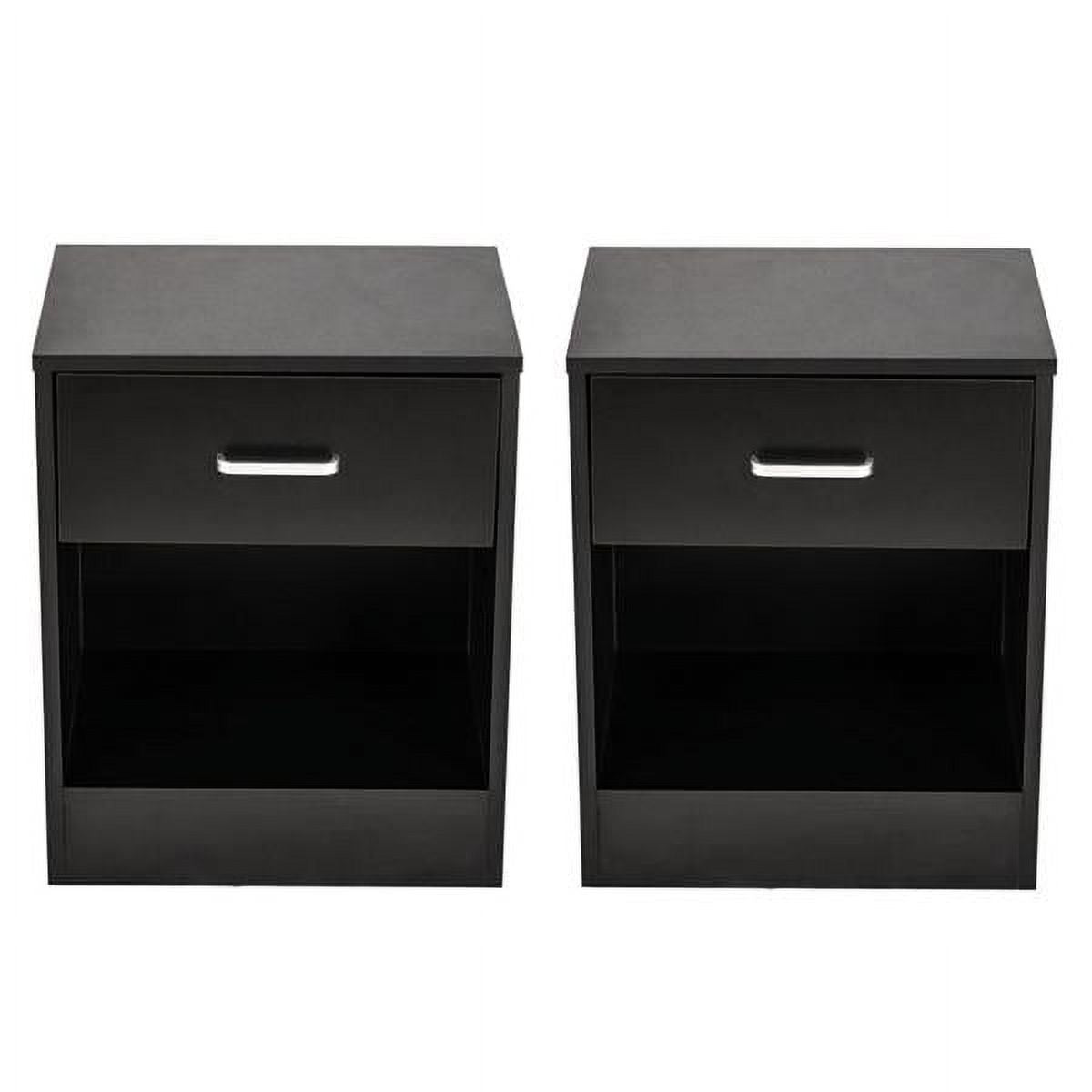 2pcs MDF Bedside Tables Night Stand Cabinet Storage Cabinet W/ Drawer Black
