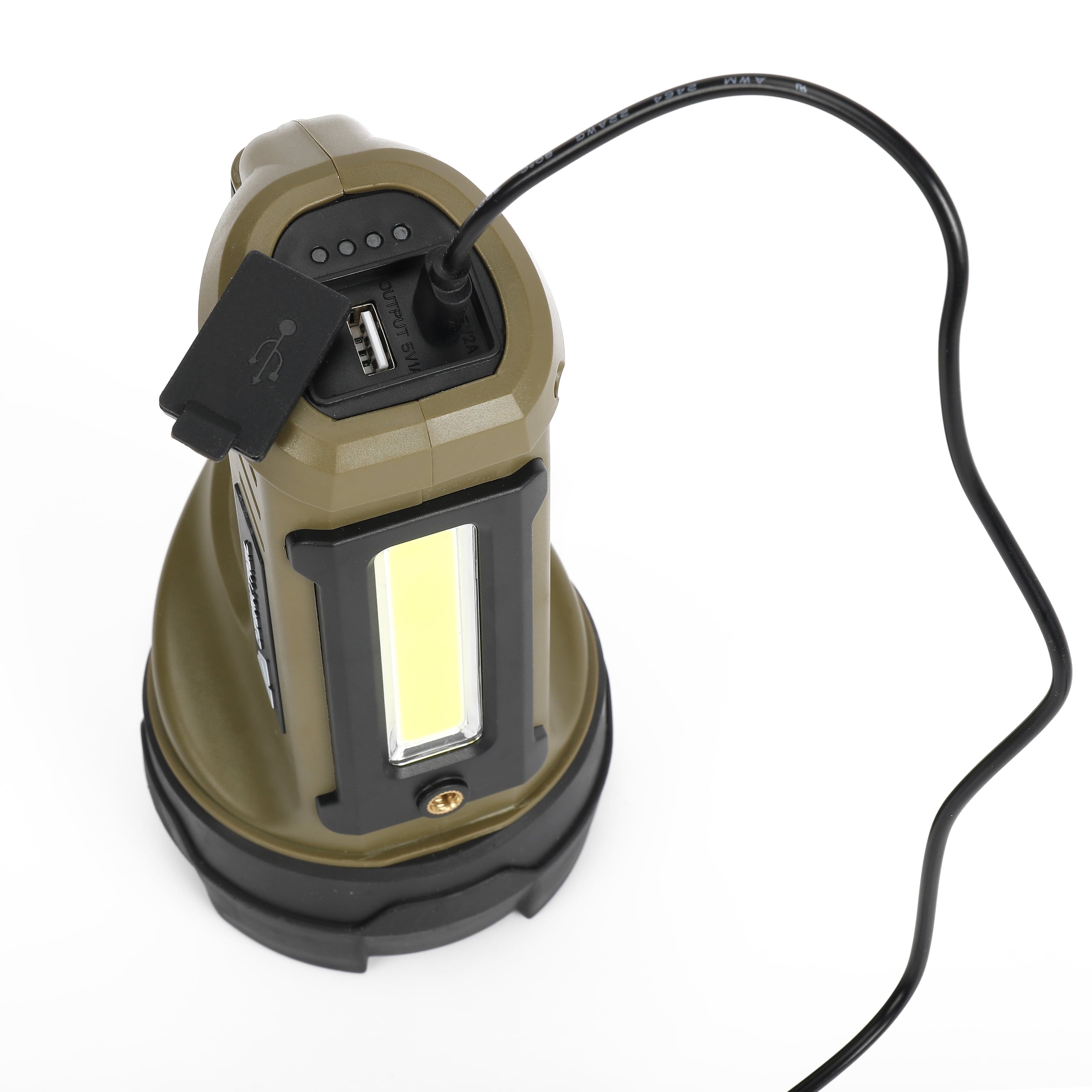 Ozark Trail 2000 Lumen Dual Source LED Rechargeable Spotlight with 5000 mAh Power Bank, Olive