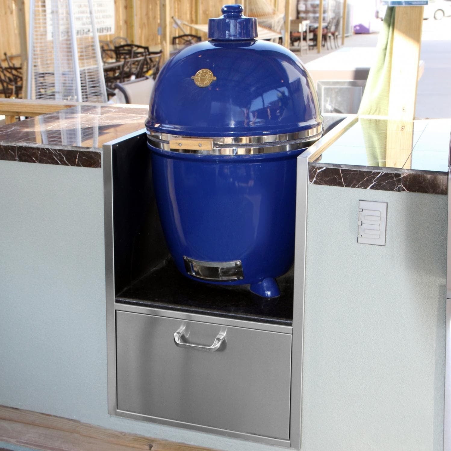 BBQGuys Signature Built In Universal Kamado Sleeve With Drawer - BBQ-KMSLV-20