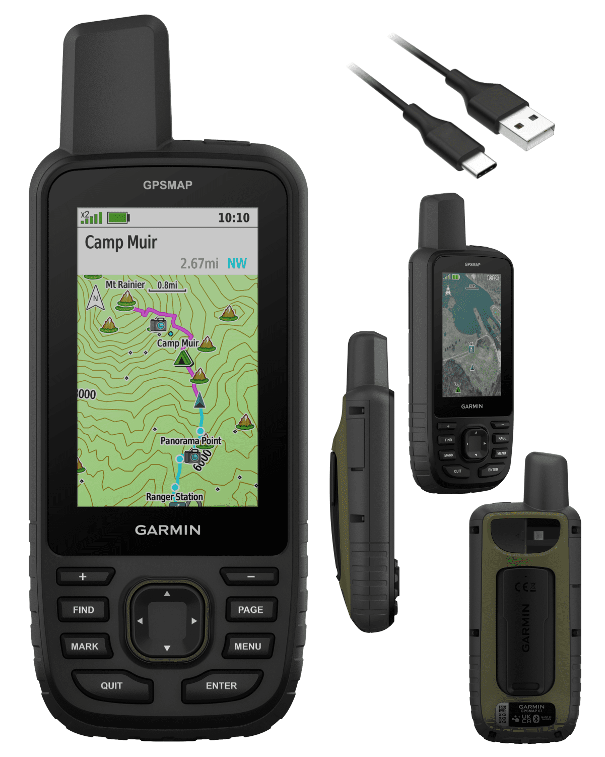 Garmin GPSMAP 67 Rugged GPS Hiking Handheld, Expanded GNSS Support, 3in Display with Wearable4U Power Pack Bundle