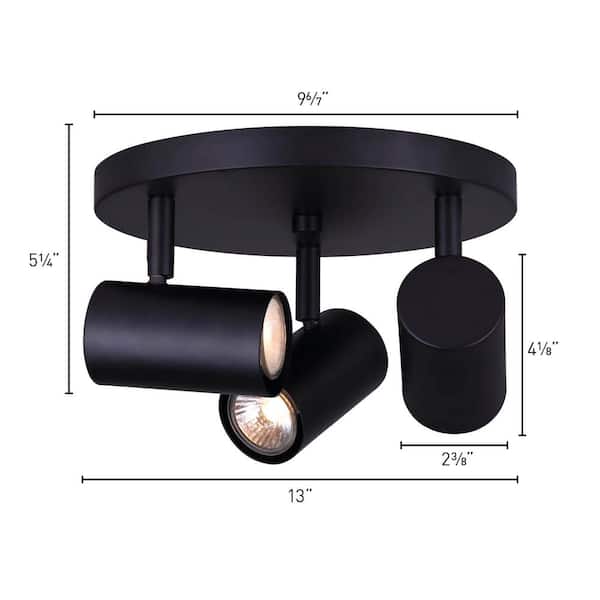 Marena 13 in. 3-Light Matte Black Halogen Track Lighting Kit