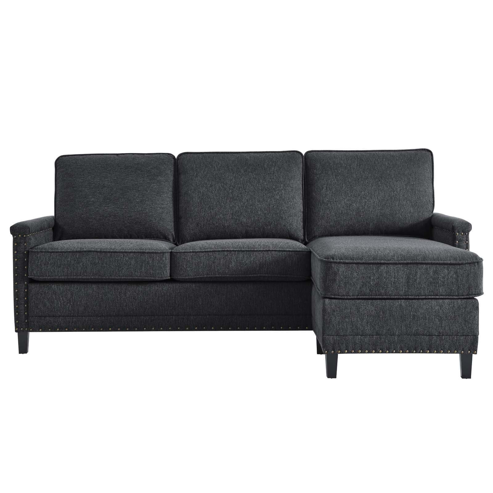 Modway Ashton Upholstered Fabric Sectional Sofa in Charcoal