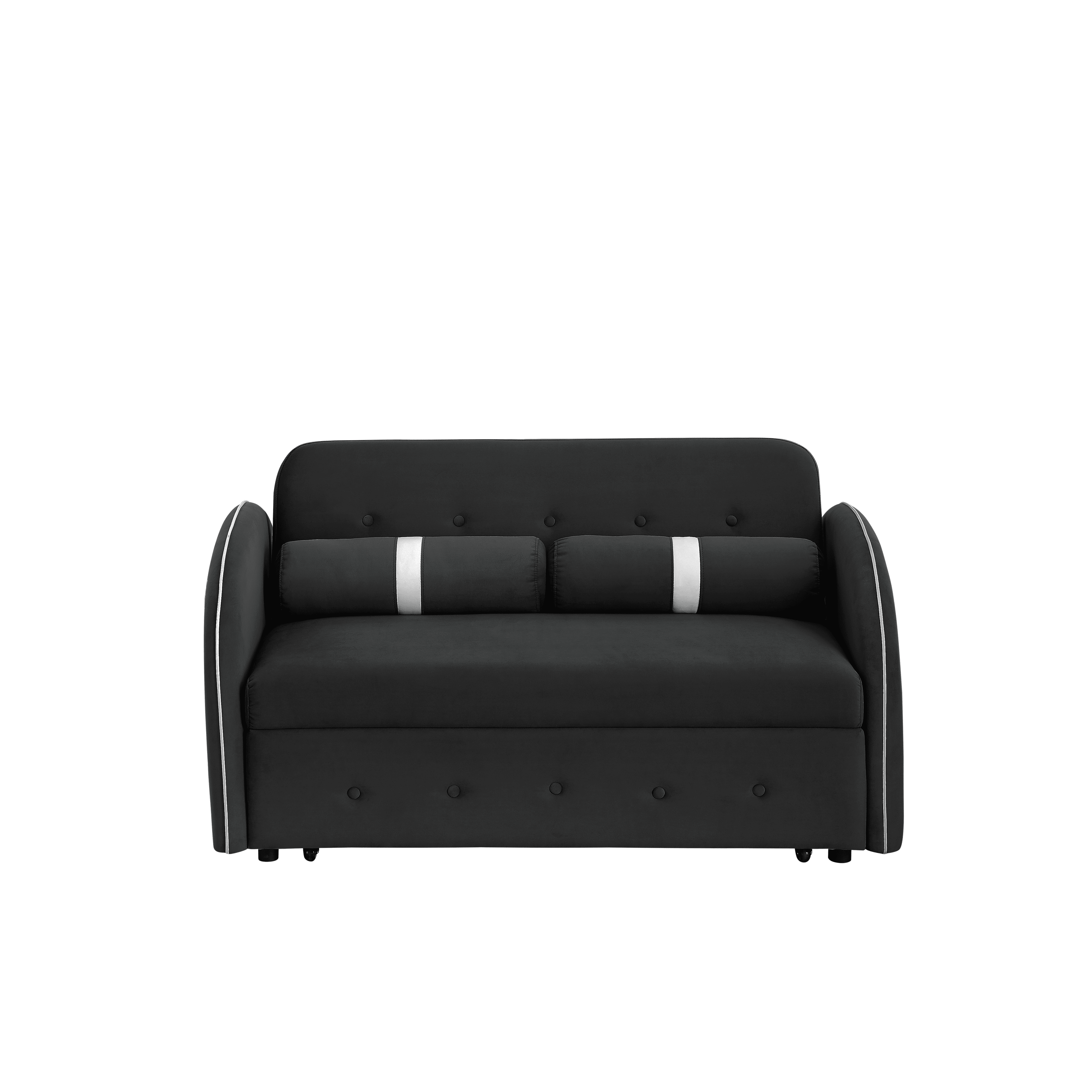 Modern Pull Out Sleeper Sofa Bed, Velvet Convertible Couch Loveseat with Adjsutable Backrest Side Pockets for Living Room Bedroom Apartment Office