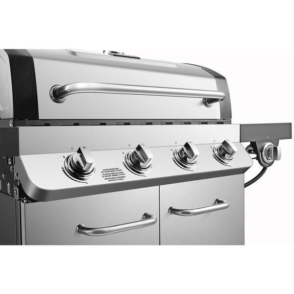 Premier 4-Burner Natural Gas Grill in Stainless Steel with Side Burner