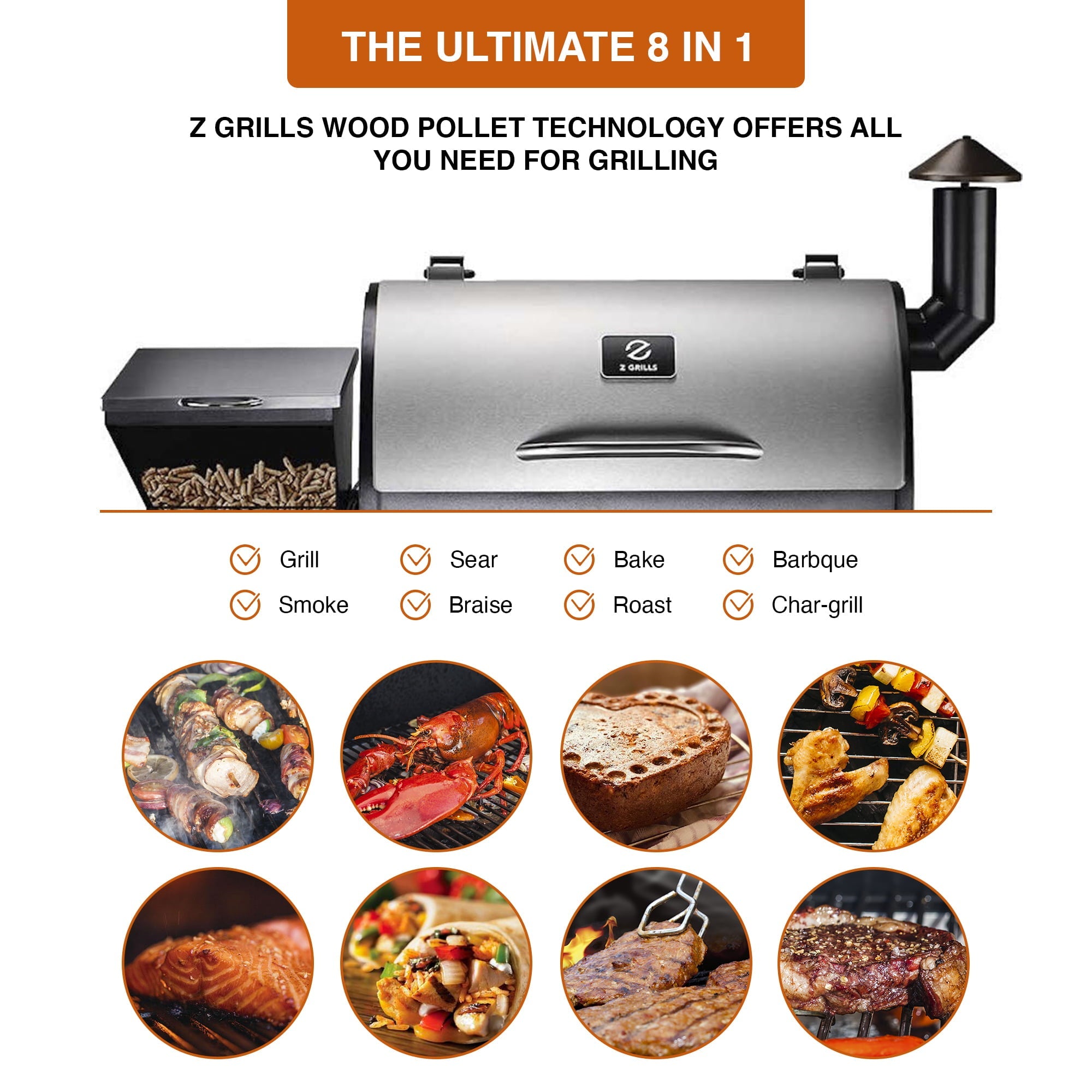 Grills ZPG-700E 697 sq. in. Pellet Grill & Smoker Stainless Steel