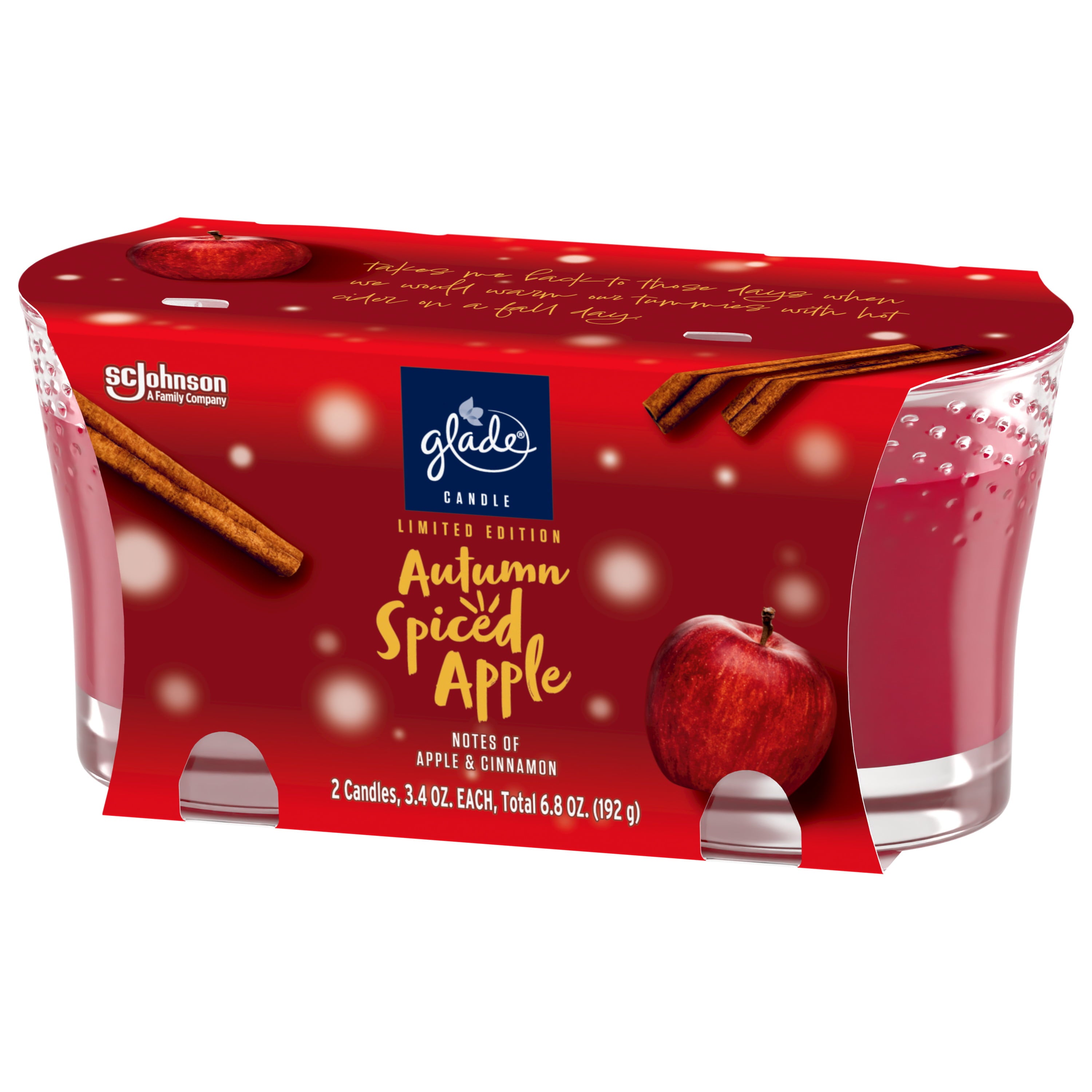 Glade 1 Wick Scented Candle, Autumn Spiced Apple, Fragrance Infused with Essential Oils, 3.4 oz