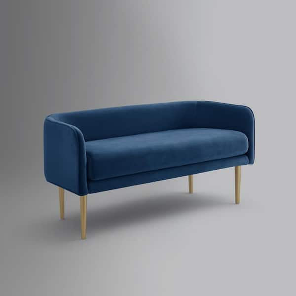 Mikaela Blue Navy Bench with Upholstered Velvet 23.6 in. H x 21.7 in. W x 50 in. D