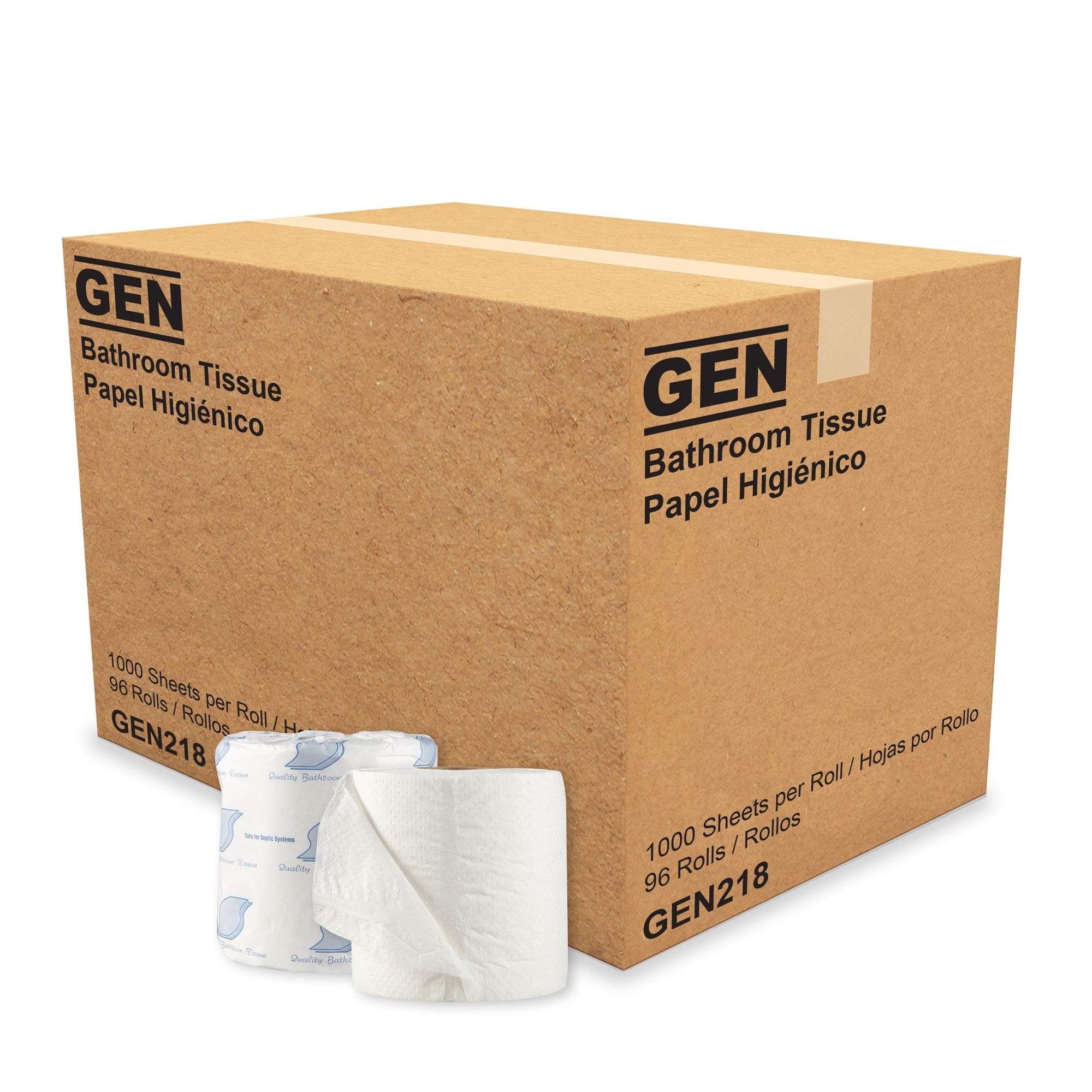 GEN Standard Toilet Paper, Septic Safe, 1-Ply, White, 1,000 Sheets/Roll, 96 Wrapped Rolls/Carton -GEN218
