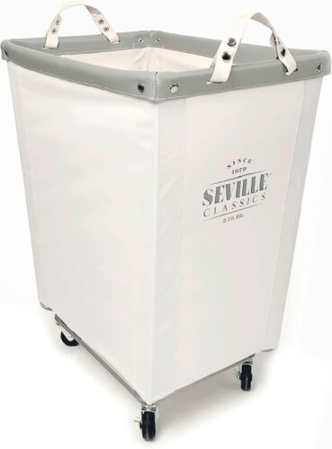 Seville Classics Commercial Heavy-Duty Canvas Laundry Hamper with Wheels
