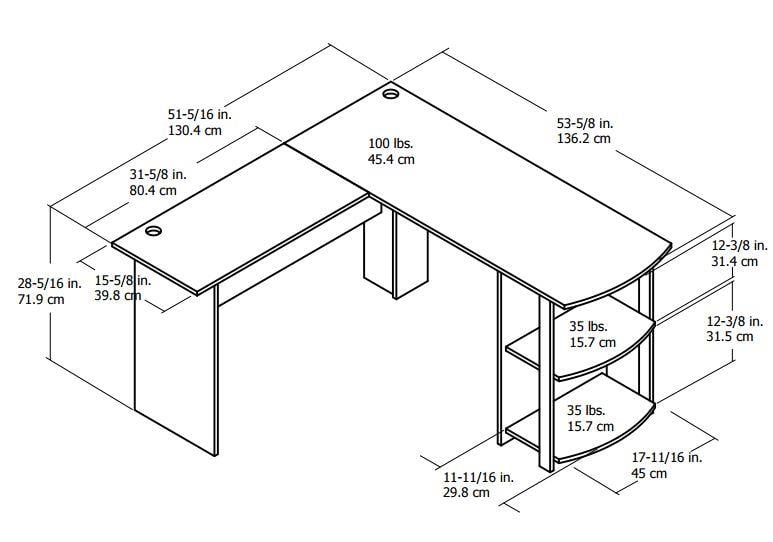 Ameriwood Home Dominic L Desk with Bookshelves, White