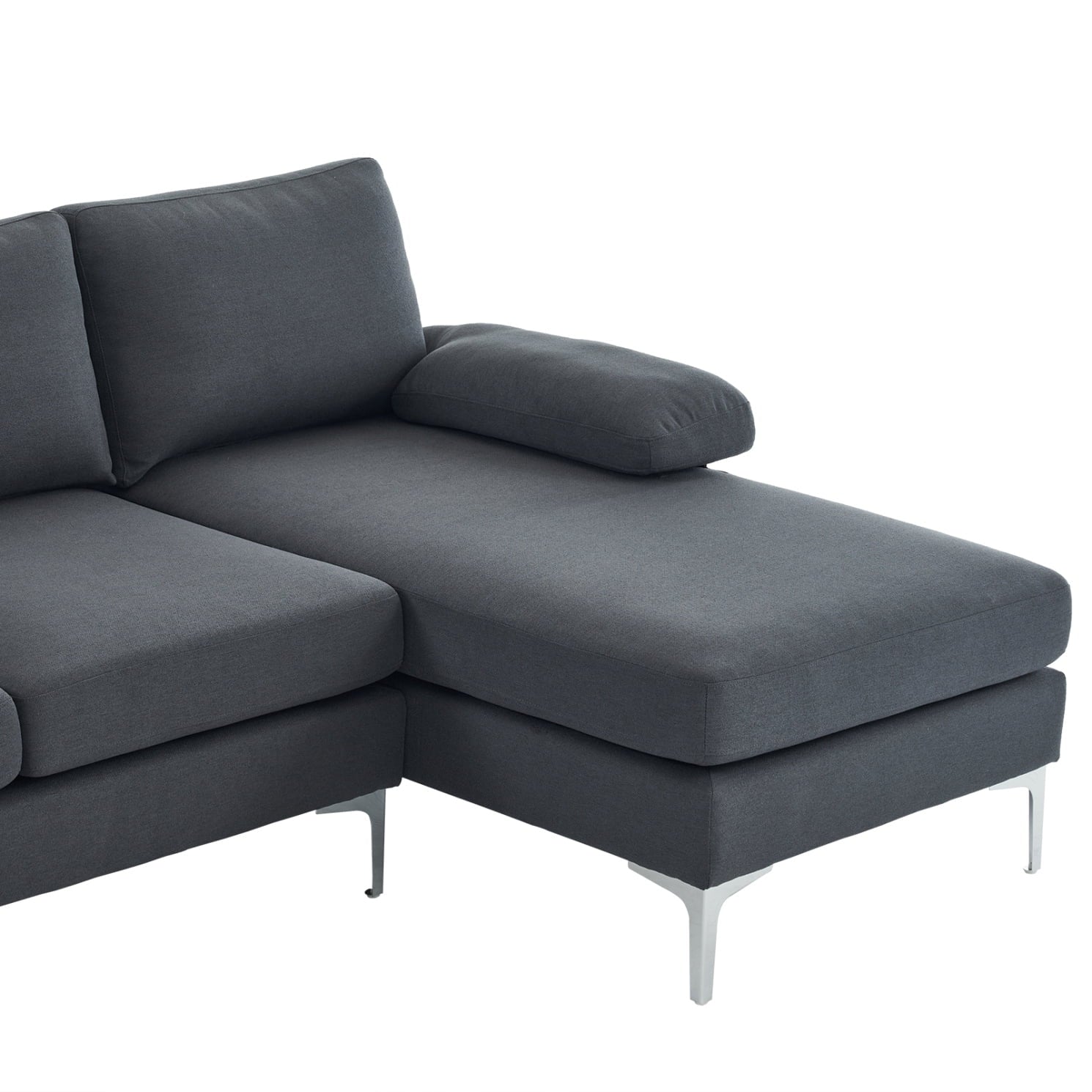 Convertible Sectional Sofa Couch, U Shaped Modular Sectional Sofa with Back and Armrest, 4-Seat Sectional Sofas for Living Room, Bedroom, Office, Small Space, Grey