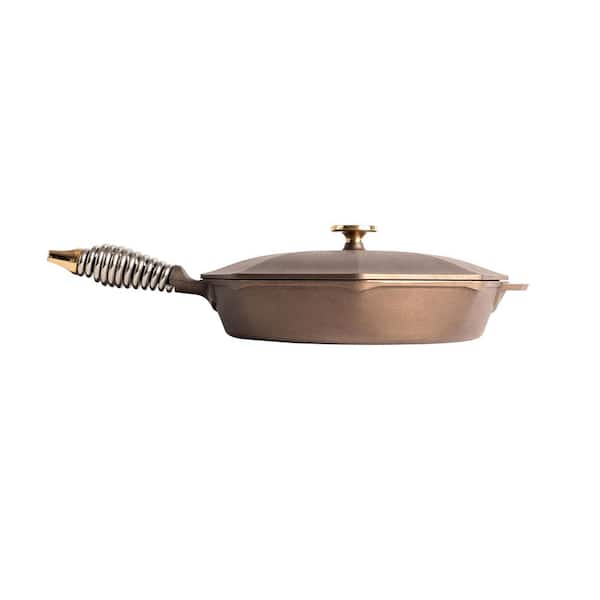 Cast Iron Collection 12 in. Cast Iron Skillet in Iron Patina with Lid