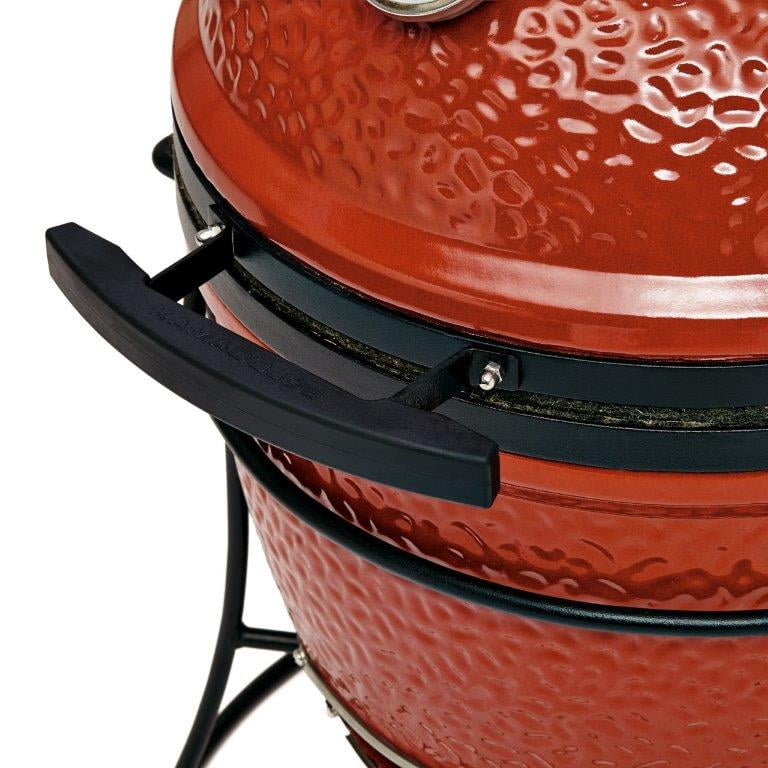 Jr. 13.5 in. Portable Charcoal Grill in Red with Cast Iron Cart, Heat Deflectors and Ash Tool