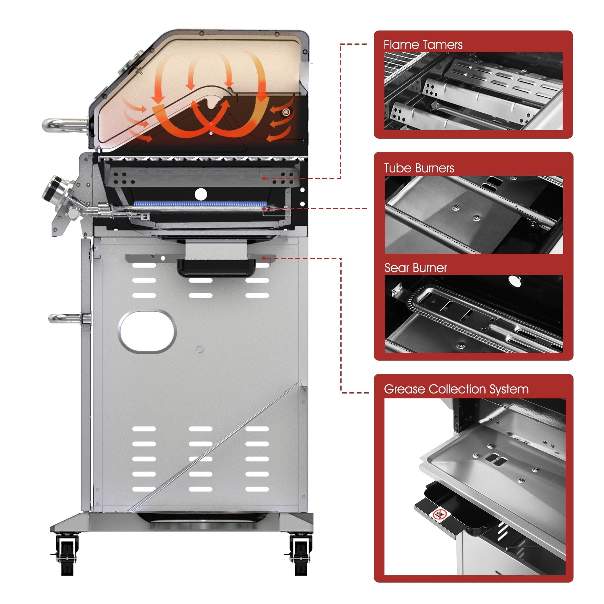 Royal Gourmet 6-Burner GA6402C BBQ Gas Grill with Sear Burner and Side Burner, 74,000 BTU