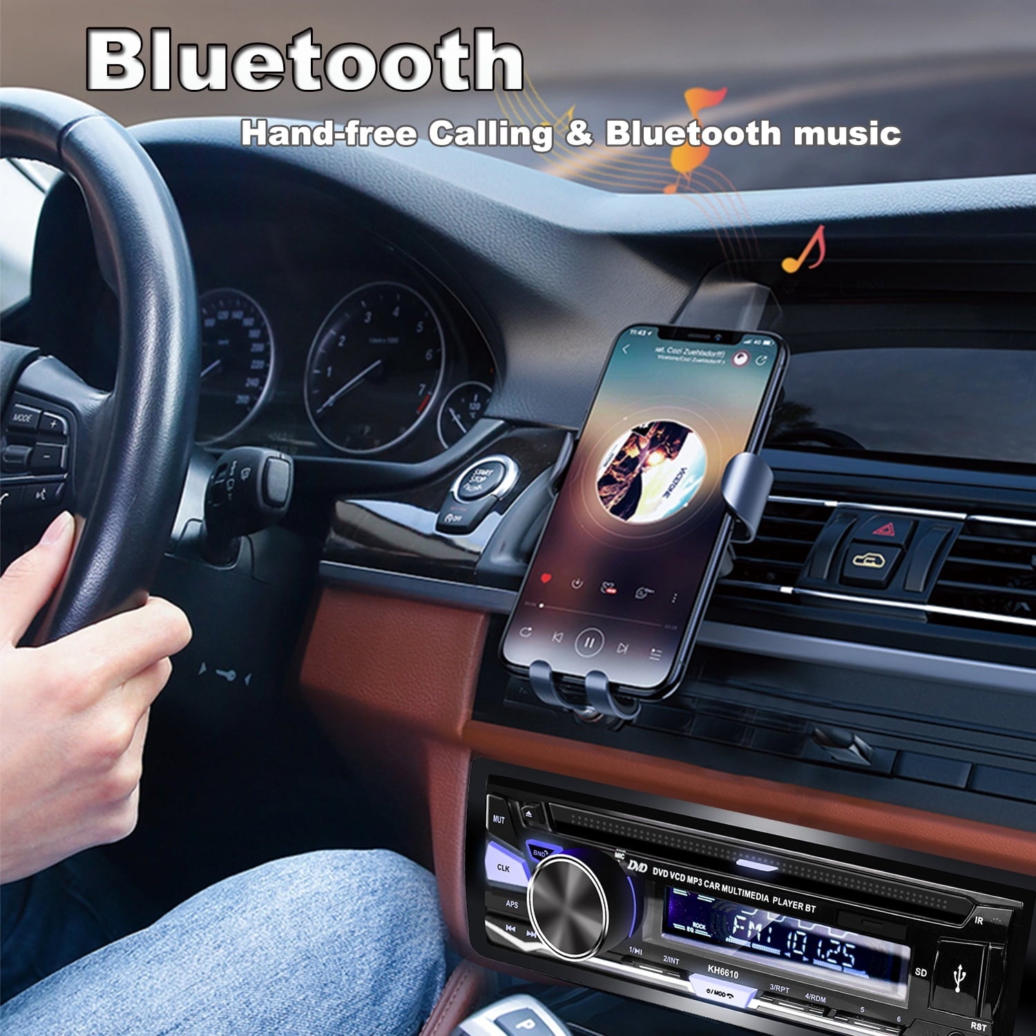 Alondy Single DIN Car Stereo with CD/DVD Player Bluetooth AM/FM/RDS Radio USB SD Aux Audio Receivers