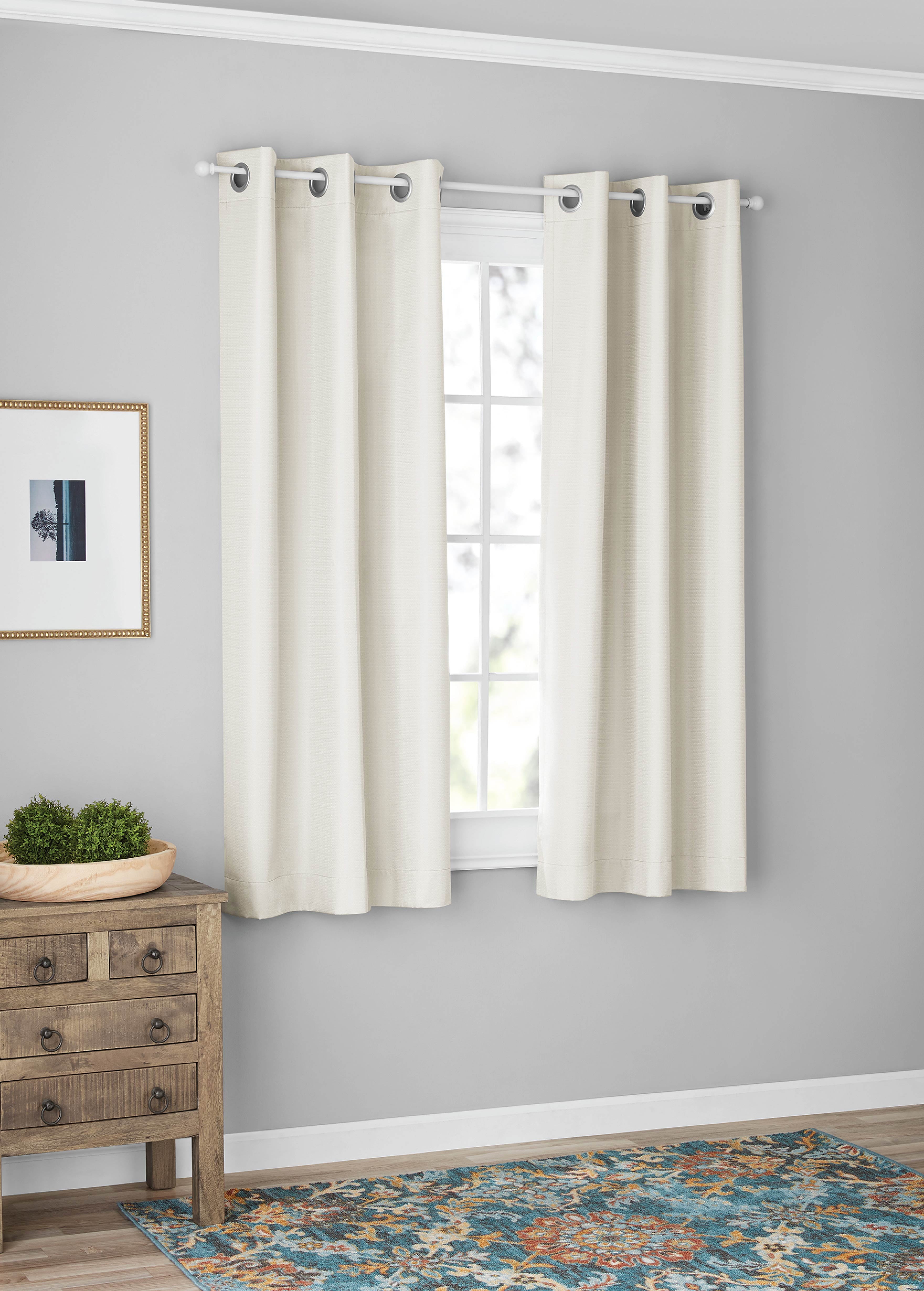 Mainstays Blackout Grommeted Curtain Panel Pair, Set of 2, White, 37